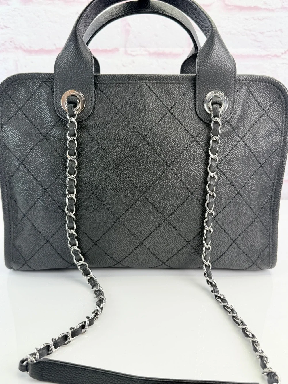 Chanel Deauville Bowling Bag Quilted Caviar Medium